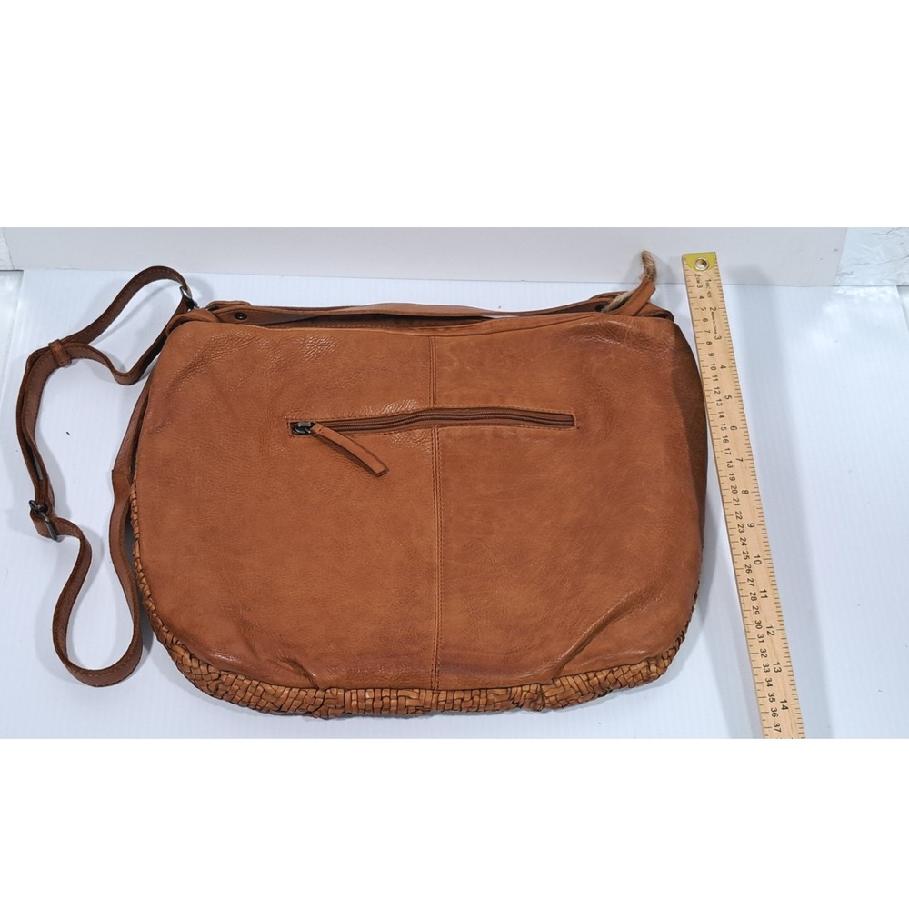 The Bagging Co Barcelona Woven Leather Crossbody Bag Tan Cuero 9THB2774 NEW - Picture 10 of 11